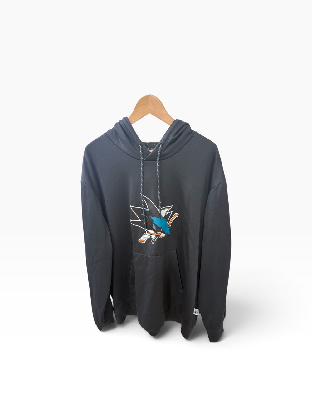 San Jose Sharks Black Pullover Hoodie Size 2XL - NHL Logo Draw Strings Hockey